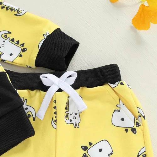 Vista 188 de Conjunto de ropa de otoño e invierno para bebé y niño, sudadera larga con capucha y pantalones para niños pequeños, 6, 12, 18, 24 meses, 2T Adorable