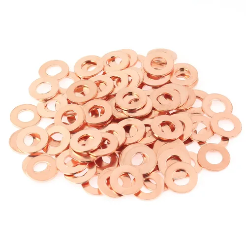 HELIFOUNER 120 Piezas Arandelas de Cobre M5x9x1.0mm, Arandelas de Sellado Métrico de Cobre, Diámetro Interior 5mm, Diámetro Exterior 9mm, Grosor