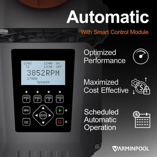 Vista 7 de Bomba de piscina de velocidad variable de 1.8 HP para piscinas elevadas e interiores, hasta 9114 GPH, bomba de piscina inversora de 220 V con motor