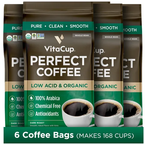 Vista 6 de VitaCup Perfect - Granos de café bajos en ácido, USDA orgánico y de comercio justo, sin micotoxinas, tostado oscuro de origen único de Guatemala