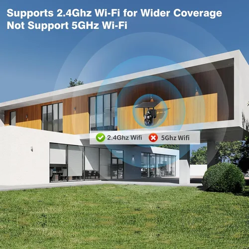 Vista 6 de Xega Cámara de seguridad solar WiFi, cámara IP inalámbrica PTZ HD para exteriores, batería recargable de vigilancia con panel solar