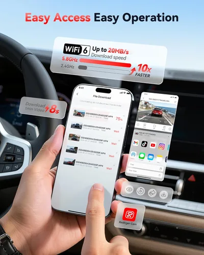 Vista 4 de REDTIGER Dash Cam 4K frontal y 1080P trasero, sensor STARVIS 2, WiFi de 5.8 GHz (20 MB/s), GPS, WDR y visión nocturna HDR, gran angular de 170°