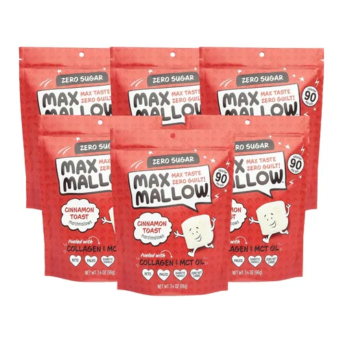 Vista 4 de Max Malva malvaviscos sin azúcar, aptos para dieta cetogénica, perfectos para S'mores, chocolate caliente y hornear con aperitivos sin azúcar