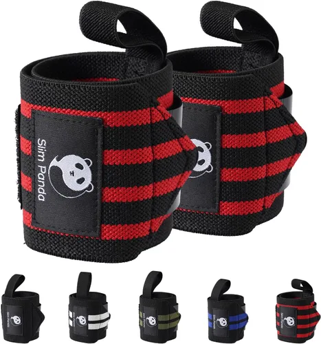 Vista 9 de Slim Panda Wrist Wraps for Powerlifting & Weightlifting - Adjustable 18" Straps with Thumb Loops Heavy Duty Wrist Support for Deadlift, Bench