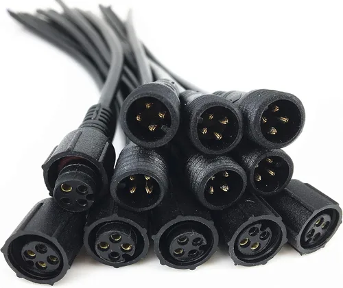 Vista 2 de 6 pares negros de 4 pines impermeables macho hembra cable conector RGB LED tira con goma, conector RGB LED, cable conector impermeable RGB LED