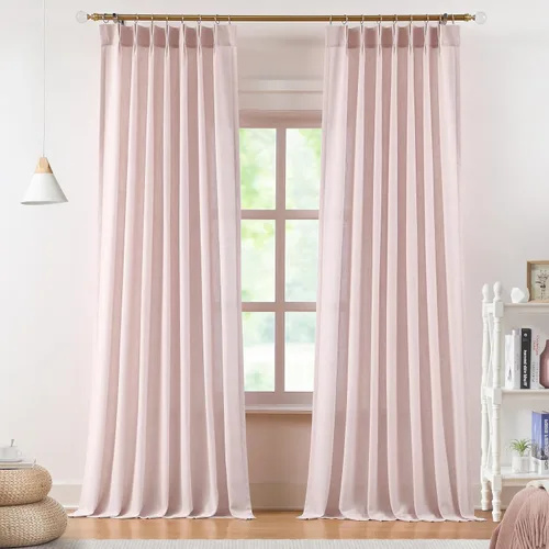 Vista 15 de Vision Home - Cortinas plisadas y semitraslúcidas con ganchos, mezcla de lino texturizado, filtran la luz, para sala, dormitorio, 2 paneles, 40 x 63