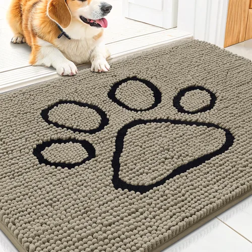 Vista 232 de Smiry Tapete para puerta de perro para patas fangosas, absorbente que atrapa la suciedad, antideslizante, de secado rápido, lavable, tapete