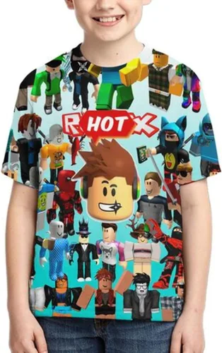 Camiseta de manga corta con cuello redondo y dibujos animados juveniles para niños y niñas