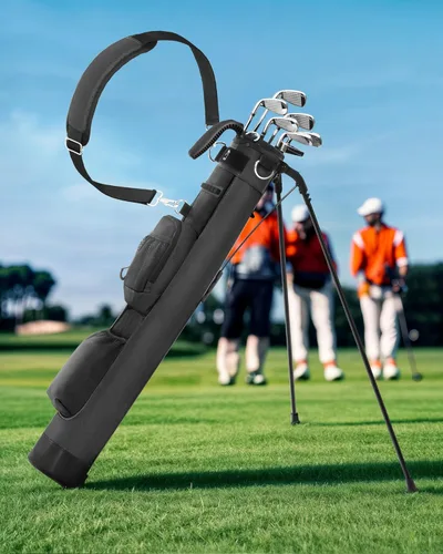 Vista 6 de Bolsa de golf ligera con soporte de Sturdum, bolsa de golf portátil con bolsillo enfriador aislado, fácil de transportar e ideal para campo