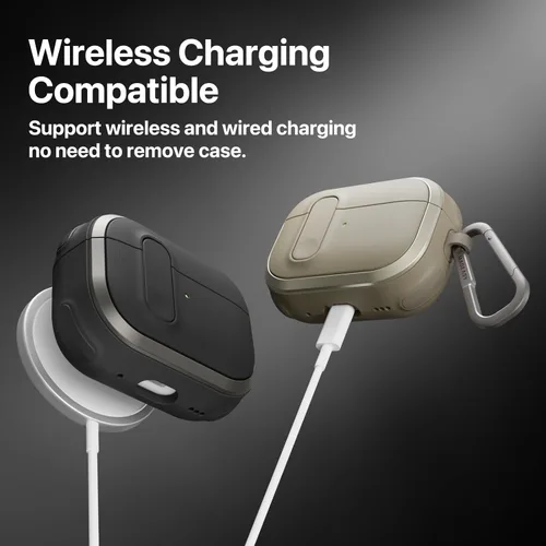 Vista 7 de MAGEASY Odyssey - Funda para AirPods Pro 2, funda resistente para AirPods Pro con bloqueo seguro, clip de mosquetón para protección a prueba