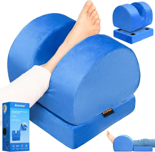 AUROPEAK Almohada de reemplazo de rodilla con altura ajustable, equipo de recuperación de cirugía de rodilla, almohada portátil de elevación de Azul