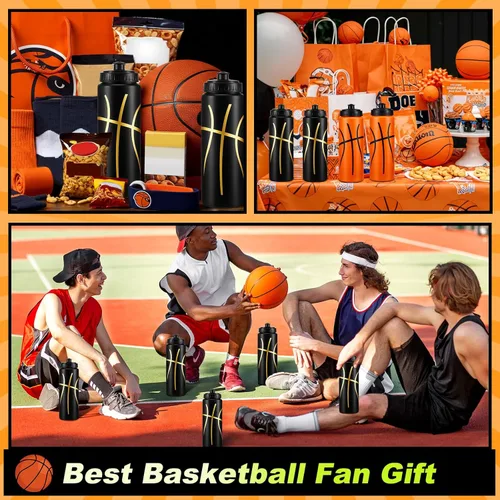 Vista 6 de Yaomiao Botella de agua de baloncesto de 20 onzas, reutilizable, sin BPA, para apretar, artículos de baloncesto para regalos de fiesta deportiva