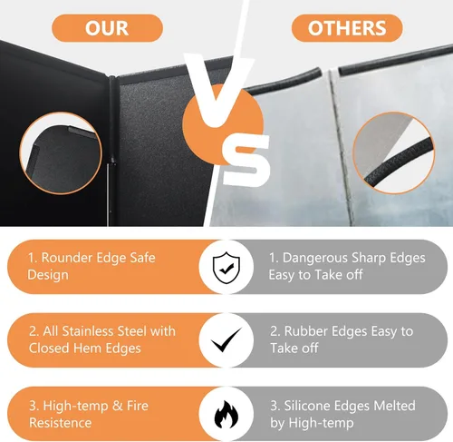 Vista 2 de 2 protectores contra salpicaduras de grasa de 2 caras, plegables, de acero inoxidable, protector contra salpicaduras de aceite para salpicaduras