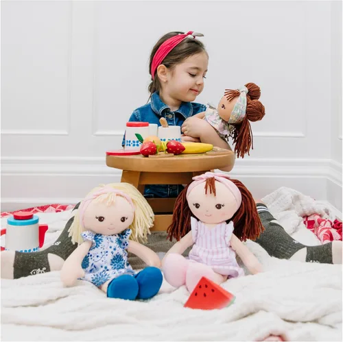 Vista 5 de GUND Baby Toddler Doll Plush Brunette, Pink Striped Dress, 8