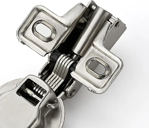 Vista 9 de Ravinte Paquete de 2 bisagras de gabinete de cocina de brazo corto de níquel cepillado superpuestas de 1/2 pulgada, cierre suave, bisagras ocultas