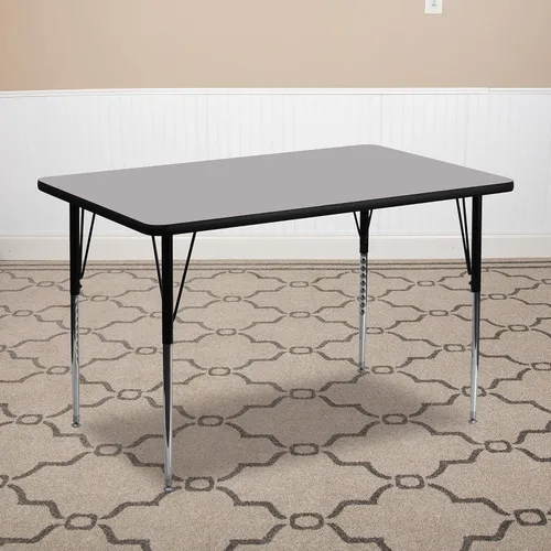 Flash Furniture Wren - Mesa rectangular de 30 pulgadas de ancho x 72 pulgadas de largo, color gris, con patas ajustables en altura estándar