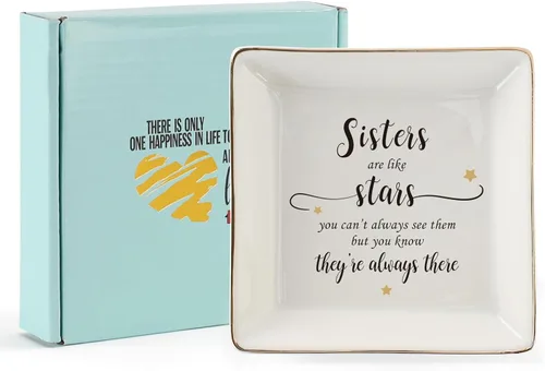 HOME SMILE - Bandeja de cerámica para anillos para mamá, hermana, amigas