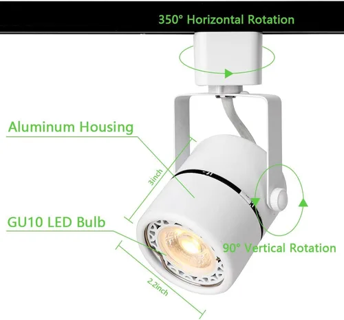 Vista 5 de Cabezales de iluminación de riel de 10 W H, cabezales de luz LED regulables para obras de arte de acento, blanco cálido de 3000 K, luz de pista