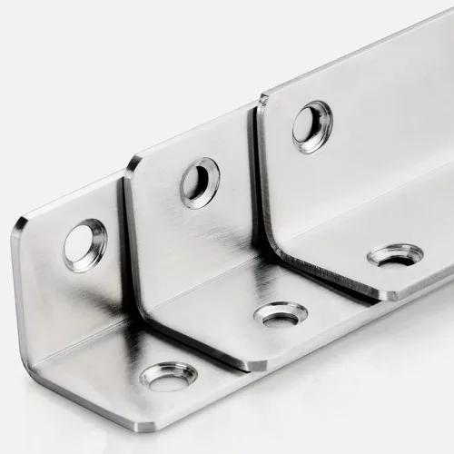 Vista 4 de Soportes en L, 4 unidades de soporte de esquina con ángulo, acero inoxidable superior, 4" x 1" M, 2 mm de espesor, para estante de madera, mueble