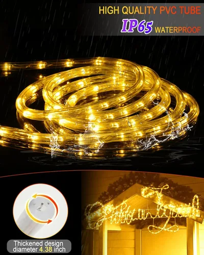 Vista 5 de Coroor Guirnalda de Luces para Exterior Impermeable de Navidad 100 pies 720 LED, Luces de Tubo Conectables Flexibles, Iluminación Decorativa