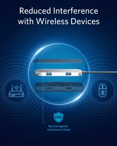 Vista 7 de Anker Hub USB C, adaptador USB C 7 en 1, con HDMI 4K, entrega de energía de 60 W, Ethernet de 1 Gbps, 2 puertos USB 3.0, lectores de tarjetas SD