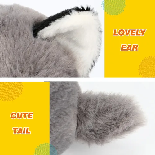 Vista 4 de Easfan Realista de peluche Husky suave para cachorros, juguete realista para perro, regalo de cumpleaños para niños y niñas, 9 pulgadas