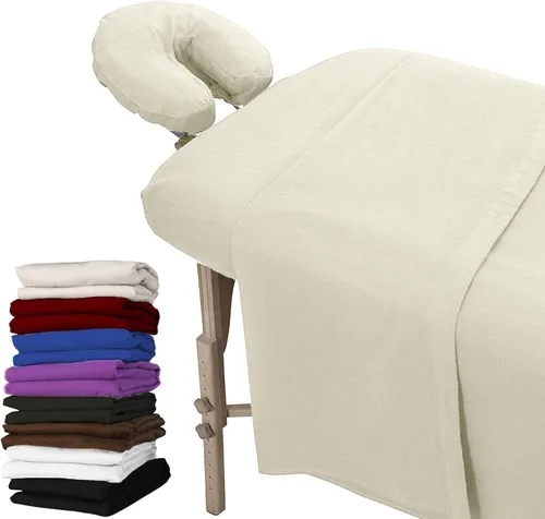 Vista 12 de London Linens Juego de sábanas extra gruesas de 3 piezas para mesa de masaje, franela de algodón 100% natural, incluye funda para mesa de masaje