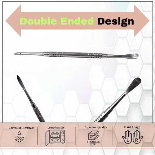 Vista 3 de Periosteal Elevator Molt 9 Instrumento dental con diseño de doble extremo viene en mango de agarre moleteado hecho de herramienta quirúrgica oral
