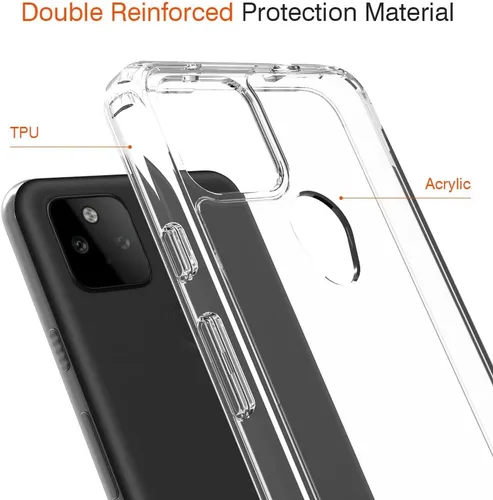 Vista 7 de Funda de teléfono para Google Pixel 5a 5G con 2 protectores de pantalla, funda de TPU transparente a prueba de golpes para Google Pixel 5a 5G, funda