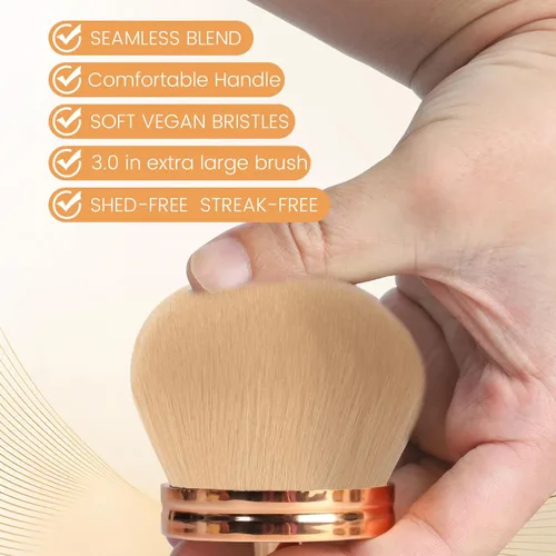 Vista 5 de Extra Large Body Makeup Brush For Self Tanner,Makeup Brush For Self Tanner Face Leg,Self Tan Back Applicator,3.0in Sphere Kabuki Brush For Bronzers