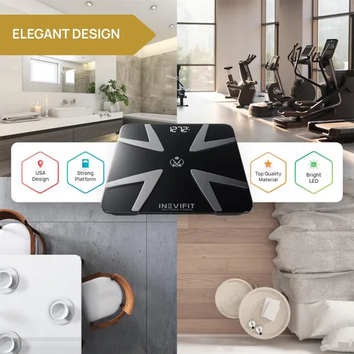 Vista 6 de INEVIFIT Smart - Báscula de grasa corporal, analizador digital Bluetooth de composición corporal de baño altamente preciso, mide peso, grasa