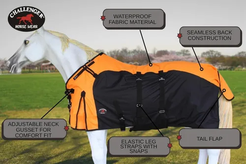 Vista 3 de CHALLENGER 78 "1200D Participación Impermeable Caballo de Lluvia Hoja Luz Invierno Manta 382B