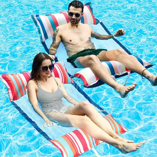 FindUWill Hamaca flotante de tela para piscina, XL, paquete de 2 flotadores inflables multiusos para hamacas de agua (silla, silla, hamaca