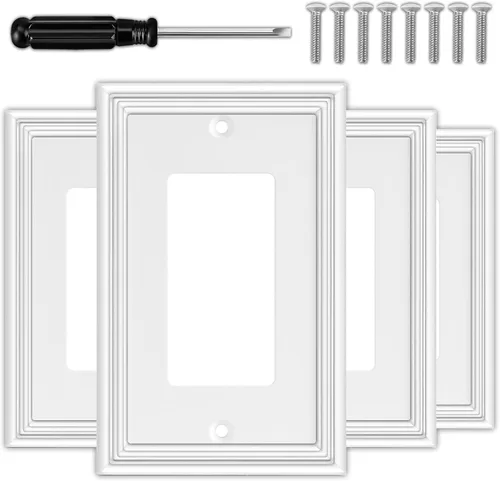 Vista 13 de Cubiertas Decorativas Blancas para Interruptores de Luz Combinados, Placa de Pared, Material Natural, Cubiertas de Salida de Placa de Interruptor