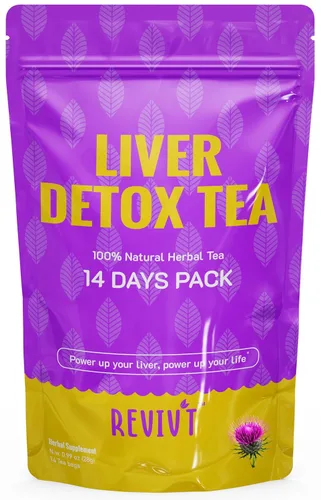 Vista 14 de REVIVT Kit de té de desintoxicación de colon e hígado Juego de té de hierbas 2 en 1, 14 bolsas cada una para limpieza intestinal y salud hepática
