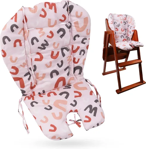 Cojín para silla alta, funda y cojín de asiento, ligero, transpirable, suave y cómodo con bonito patrón de letras rosas, adecuado para la mayoría de