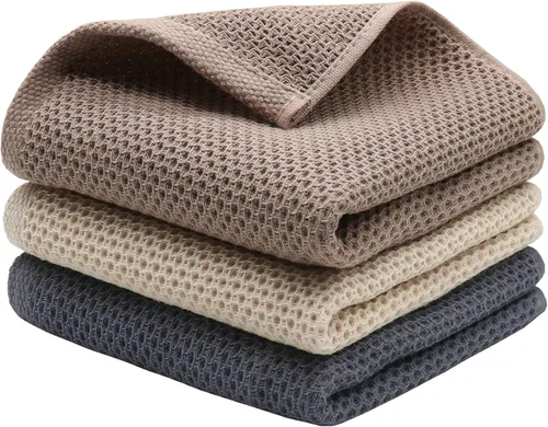 Vista 25 de Mia'sDream Trapos de cocina de algodón natural, trapos de cocina de tejido gofre, paños suaves para lavar platos, paños absorbentes de mano