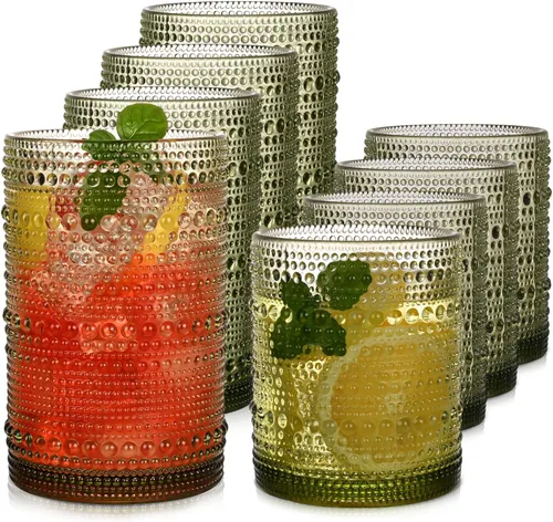 Vista 11 de Blue Hobnail - Juego de vasos para beber de 8,15 onzas, vasos de cóctel vintage y vasos de cóctel de 12 onzas, vasos de cocina para cóctel, café