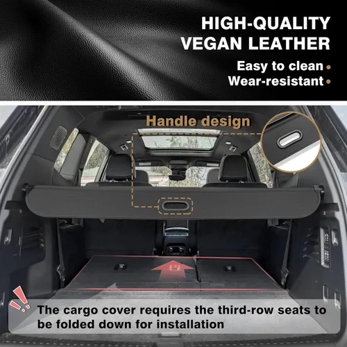 Vista 2 de Muslogy Cubierta de carga retráctil para maletero trasero compatible con GMC Acadia y Chevy Traverse 2024 2025 y Buick Enclave 2025, accesorios