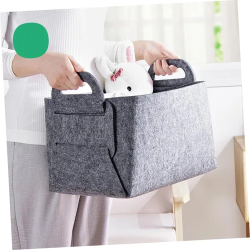 Vista 9 de Cesta organizadora de fieltro resistente, cesta de almacenamiento plegable para juguetes, libros, ropa, lavandería, tamaño mediano