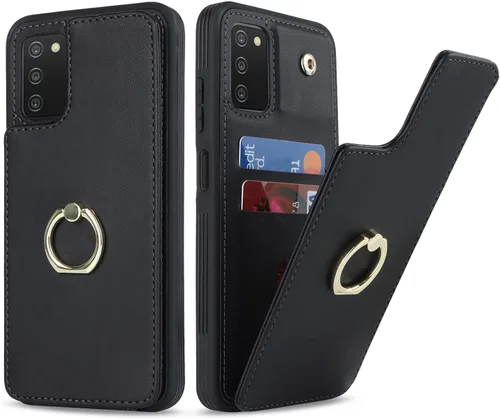 Vista 28 de Lipvina Funda para Samsung Galaxy A03s con tarjetero, Galaxy A03s para mujer, tarjetero de crédito, soporte con anillo, bonita funda para teléfono
