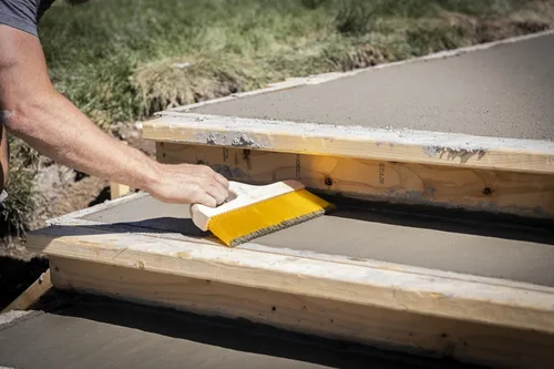 Vista 3 de Marshalltown Cepillo de mango, cerdas de polipropileno amarillas de 3 pulgadas, mango desplazado para mayor comodidad, ideal para textura