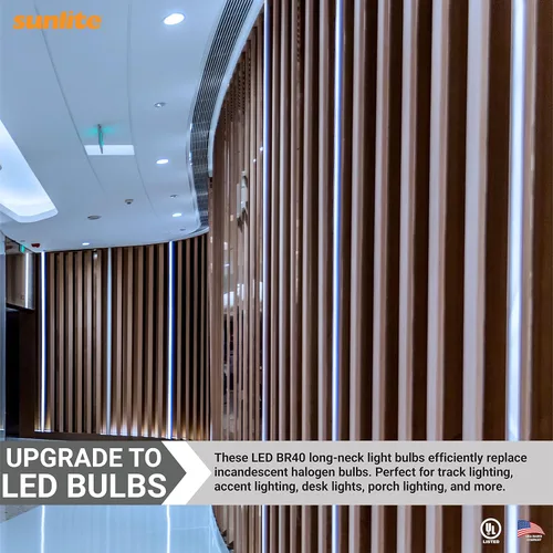 Vista 4 de Sunlite 81335 Bombilla LED BR40 reflectora, 13 vatios (equivalente a 75 vatios), 120 voltios, 1100 lúmenes, base E26 media, regulable, reflector