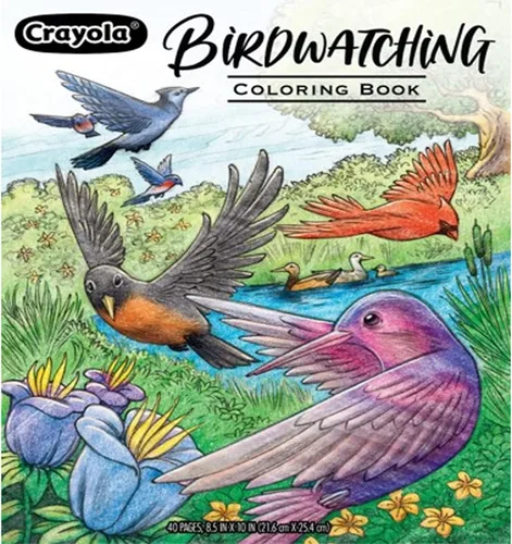 Libro para colorear de pájaros Crayola (40 páginas), páginas para colorear para adultos, 8.5 x 10, colorear para aliviar el estrés, actividad de