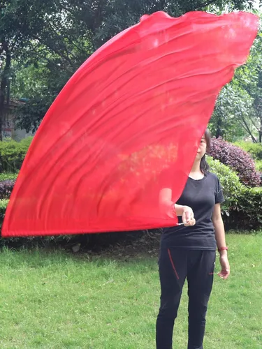 Vista 3 de Winged Sirenny Bandera de seda Poi, 50 pulgadas rectangular Spinning Playsilk Alabanza Profética Adoración Danza Banner (rojo)