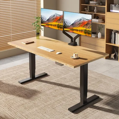 Vista 16 de FLEXISPOT E6 MAX - Escritorio de pie de madera maciza de acacia de 48 x 24 pulgadas, doble motor, capacidad de peso de 330 libras, escritorio