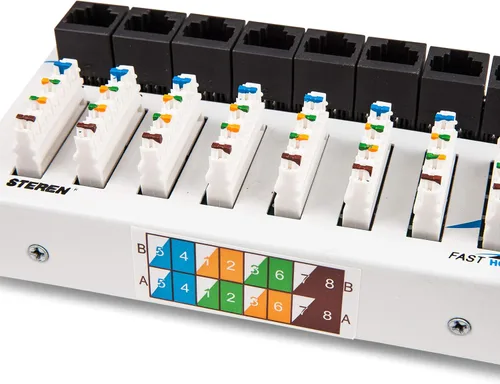 Vista 4 de Steren Concentrador de red de 8 puertos - Módulo de concentrador de datos de terminación FastHome Cat 5E - Conector de red de alta velocidad