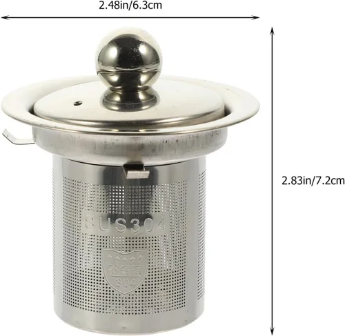Vista 2 de Infusor de té de acero inoxidable con tapa de doble función, colador de malla extra fina para té de hojas sueltas a prueba de calor, asas dobles