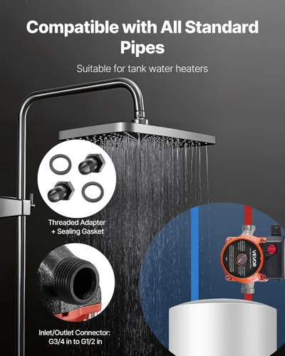 Vista 6 de VEVOR Bomba de Recirculación de Agua Caliente, 10 GPM, Sistema de Bomba Circuladora de Circulación Instantánea, Control de 3 Velocidades, 0.13 HP