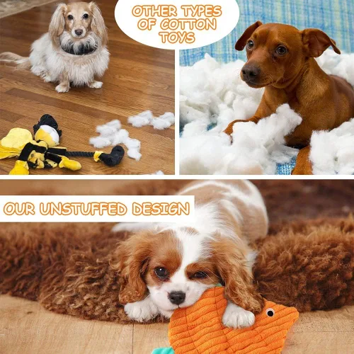 Vista 5 de AWOOF No Stuffing Crinkle - Juguetes de peluche chirriantes para perros y cachorros pequeños a grandes, paquete de 5